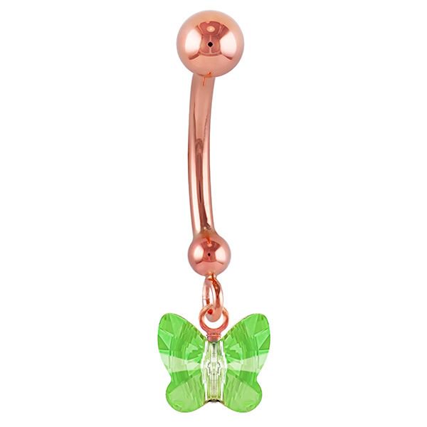 Petite Butterfly Swarovski Elements 14k Gold Belly Ring
