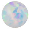White synthetic opal replacement ball for 14k gold body jewelry, close-up showing pastel color play
