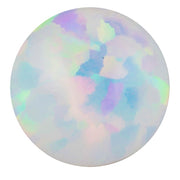 White synthetic opal replacement ball for 14k gold body jewelry, close-up showing pastel color play