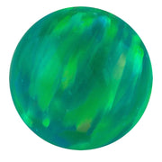Lime green synthetic opal replacement ball for 14k gold body jewelry with bright streaked finish