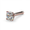 14k rose gold 3mm diamond bone nose stud, 20G angled view showing sparkle diamond in blush gold prongs