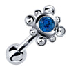 14k white gold beaded bezel cartilage stud with blue sapphire gemstone, angled product view