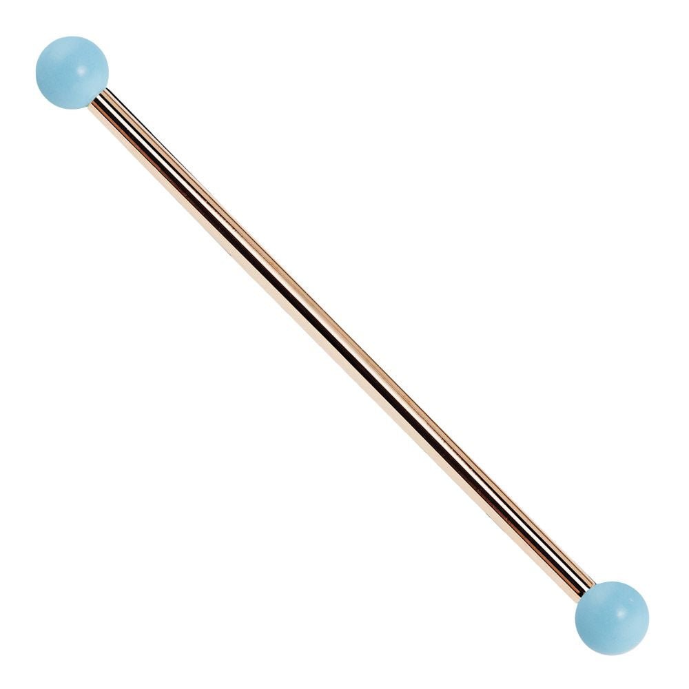 14G Simulated Turquoise 14K Gold Industrial Barbell-14K Rose Gold   14G   1 1 4"