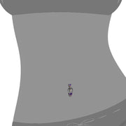 Double gem 14k gold belly ring with purple CZ shown in navel piercing on body model for fit reference