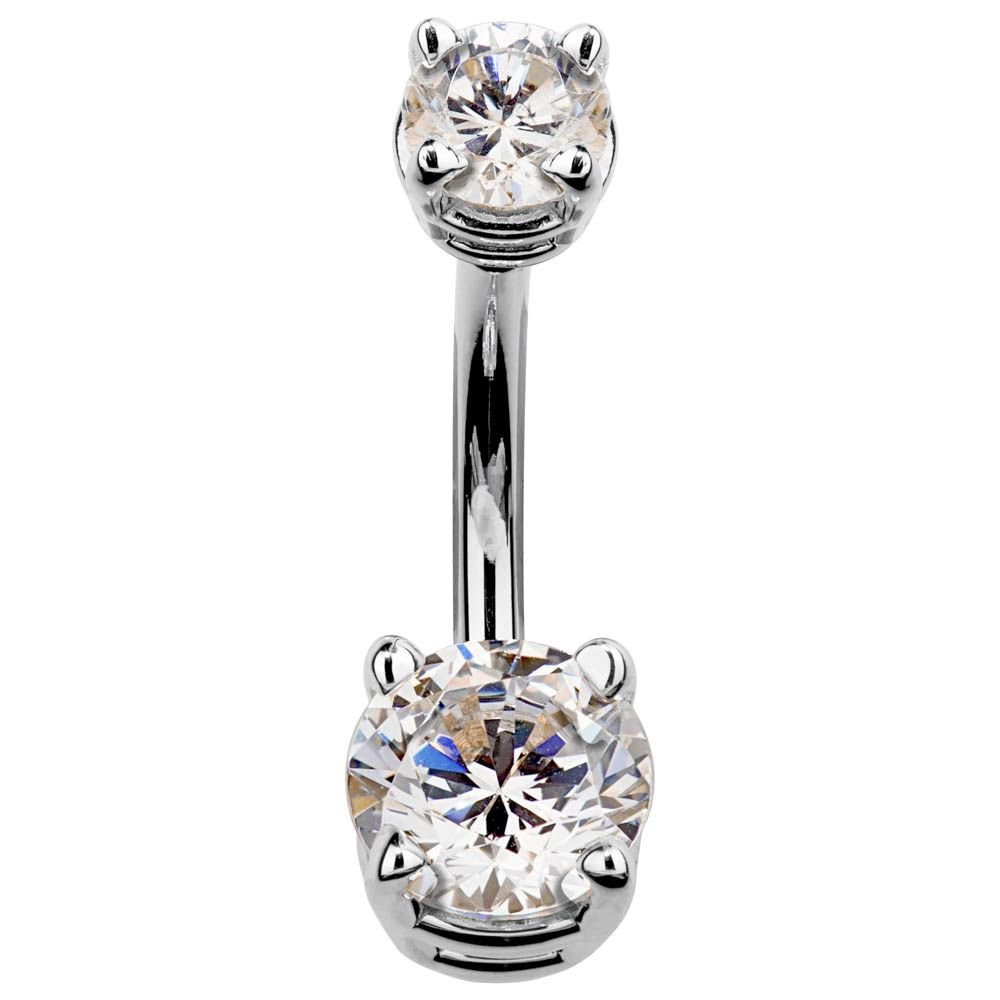 Double gem on sale belly button rings