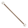 14G cultured freshwater pearl 14K rose gold industrial barbell with warm pink-gold straight bar