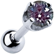 14k white gold 2mm color-shift gemstone cartilage stud with four-prong high-set basket setting