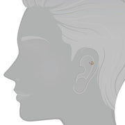 Diagram showing 14k rose gold 2mm birthstone cartilage stud placement on upper ear for size reference