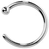 950 platinum nose hoop ring with ball end, polished finish, front view on white background