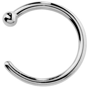 950 platinum nose hoop ring with ball end, polished finish, front view on white background