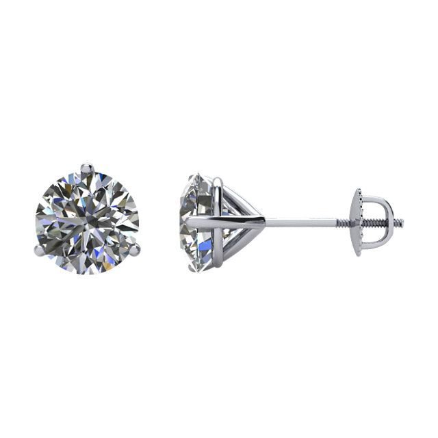 Martini-Set Large Diamond Stud 14K Gold Earrings-14K White Gold   0.75