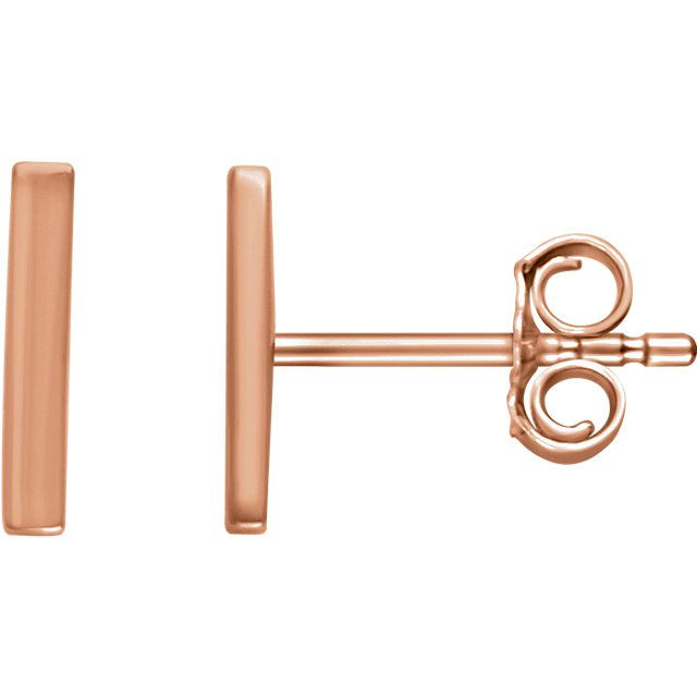 Bar 14K Gold Earrings-14K Rose Gold