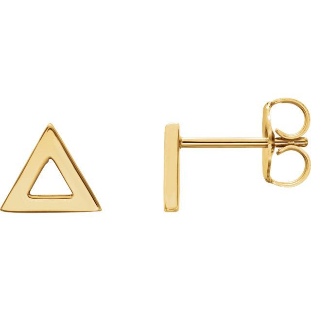 Triangle 14K Gold Earrings-14K Yellow Gold