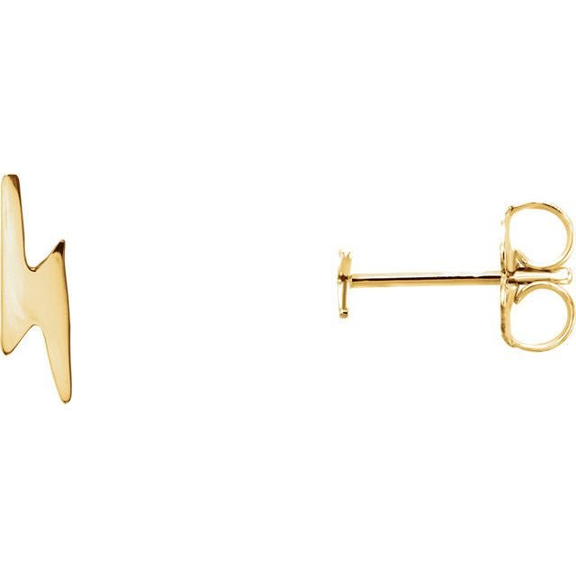 Lightning Bolt 14K Gold Earrings-14K Yellow Gold