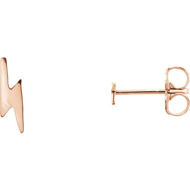 Lightning Bolt 14K Gold Earrings-14K Rose Gold