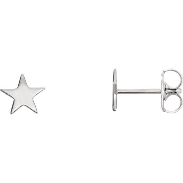 Star 14K Gold Earrings-14K White Gold