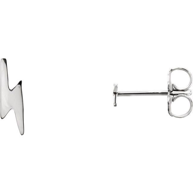 Lightning Bolt 14K Gold Earrings-14K White Gold