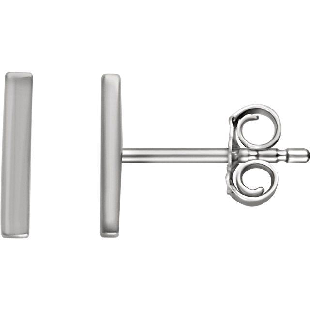 Bar 14K Gold Earrings-14K White Gold