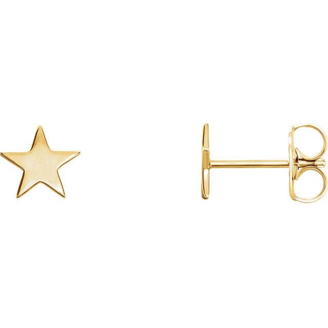 Star 14K Gold Earrings-14K Yellow Gold