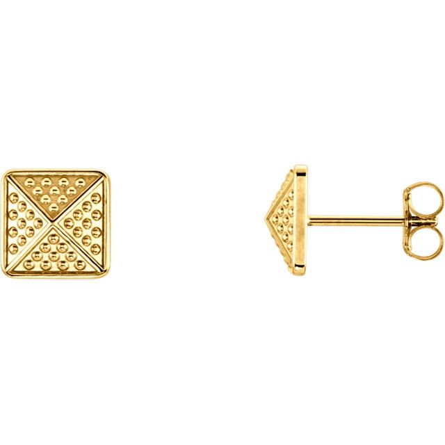 Beaded Pyramid 14K Gold Earrings-14K Yellow Gold