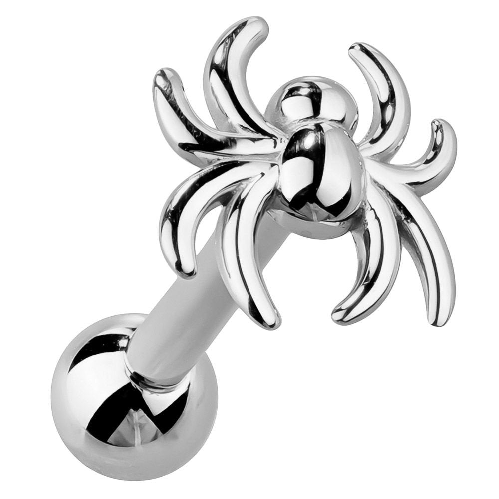 Spider Charm 14k Gold Cartilage Stud Earring-White