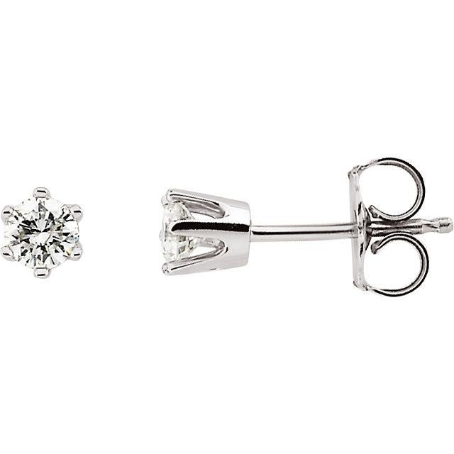 Petite Diamond Stud 14K Gold Earrings-14K White Gold   0.18
