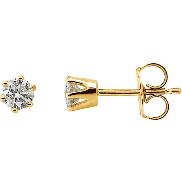 Petite Diamond Stud 14K Gold Earrings-14K Yellow Gold   0.18