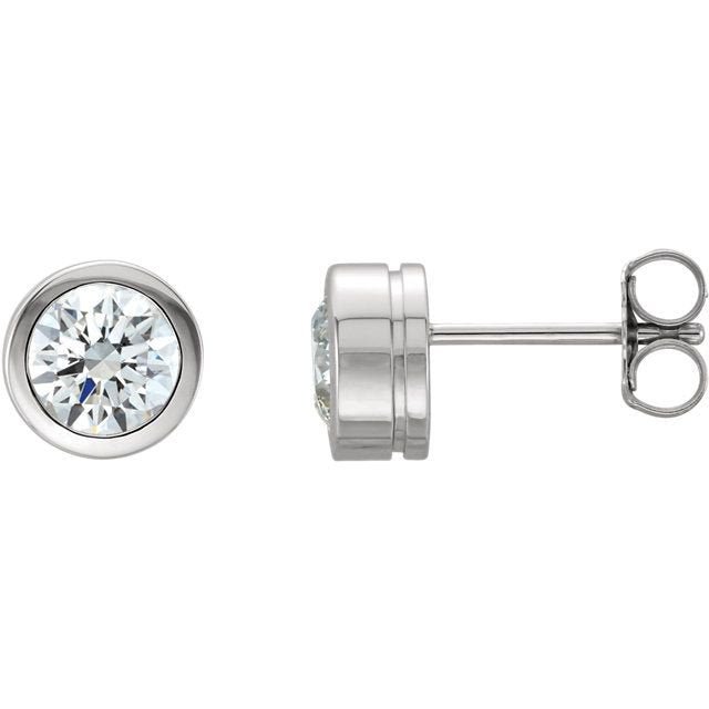 Bezel Set Diamond 14K Gold Solitaire Earrings-14K White Gold   0.33
