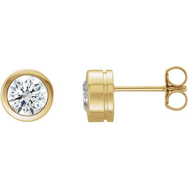 Bezel Set Diamond 14K Gold Solitaire Earrings-14K Yellow Gold   0.33