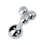 14K white gold trinity bead cartilage earring with polished three-bead cluster, front view