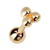 14K yellow gold trinity bead cartilage earring with three-bead cluster top, front view