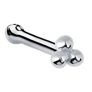 14K white gold trinity bead nose bone style with polished three-ball cluster and ball end