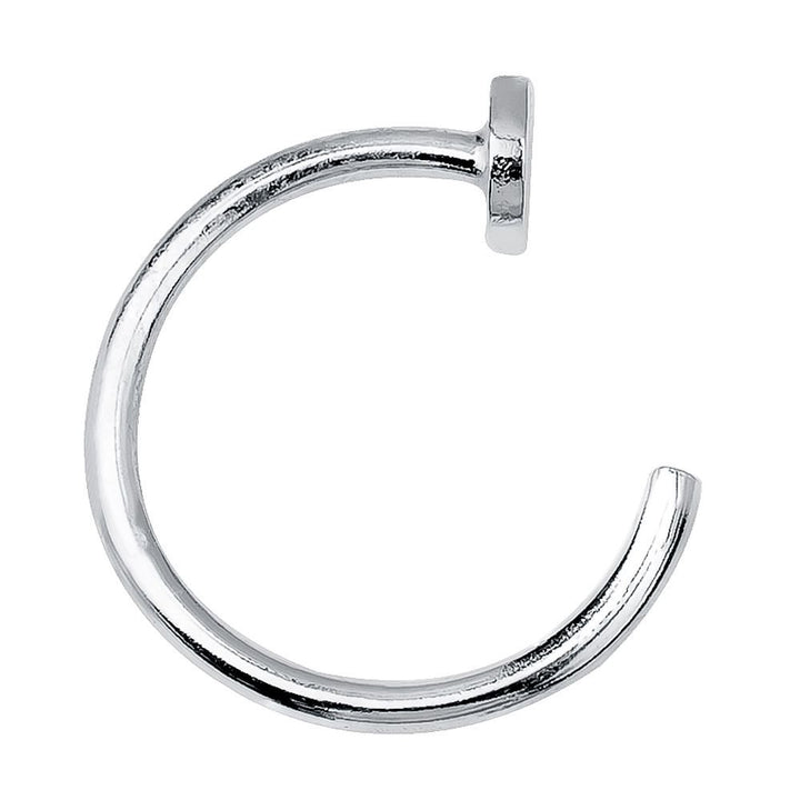 Nail 14K Gold Nose Ring Hoop-14K White Gold   20G   3 8"