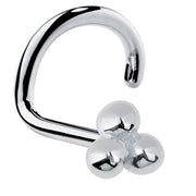 14K white gold trinity bead nose ring twist screw style with polished three-ball cluster