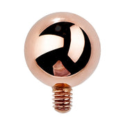 14K rose gold internally threaded replacement ball with warm polished finish and gold threaded post