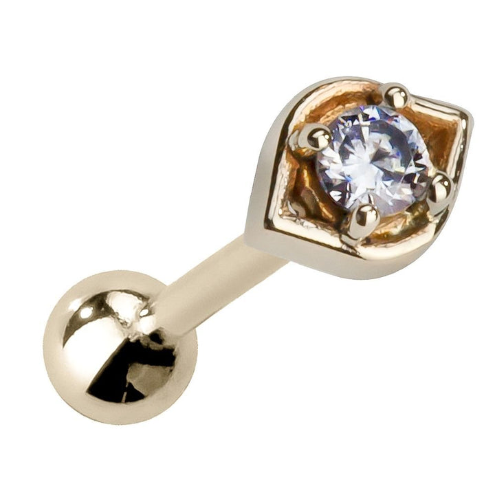 All Seeing Eye Charm 14K Gold Internal Stud Cartilage Earring-14K Yellow Gold   16G   5 16"