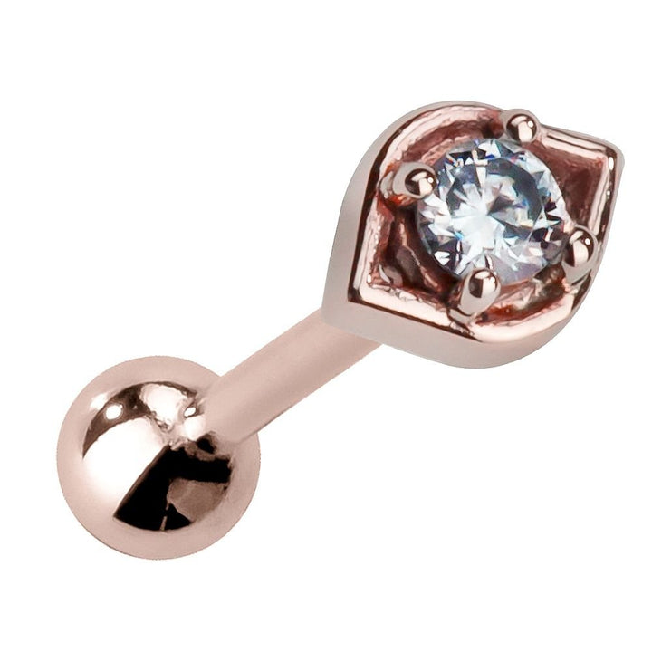All Seeing Eye Charm 14K Gold Internal Stud Cartilage Earring-14K Rose Gold   16G   5 16"