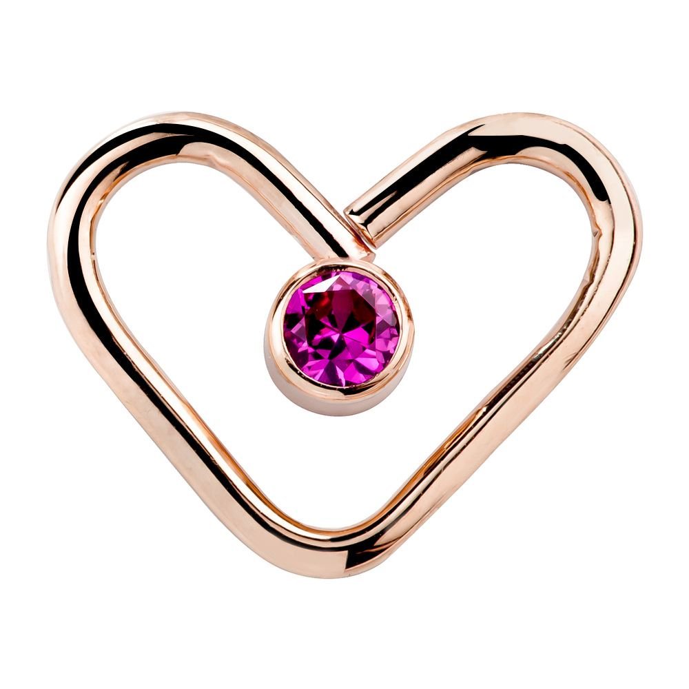 14K Gold Pink Cubic Zirconia Heart Shaped Earring-14K Rose Gold   18G   5 16