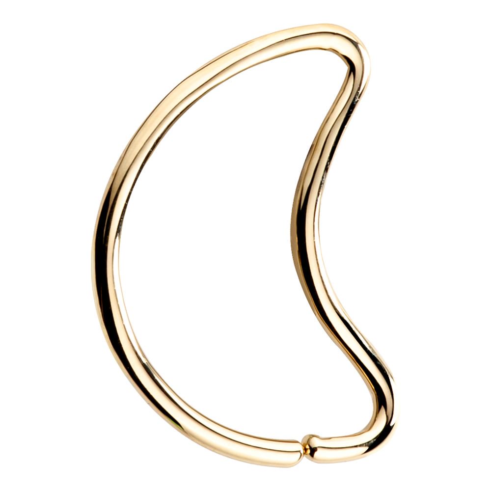 Moon 14K Gold Seamless Hoop Ring Daith or Rook Cartilage Earring-14K Yellow Gold   20G   5 16"