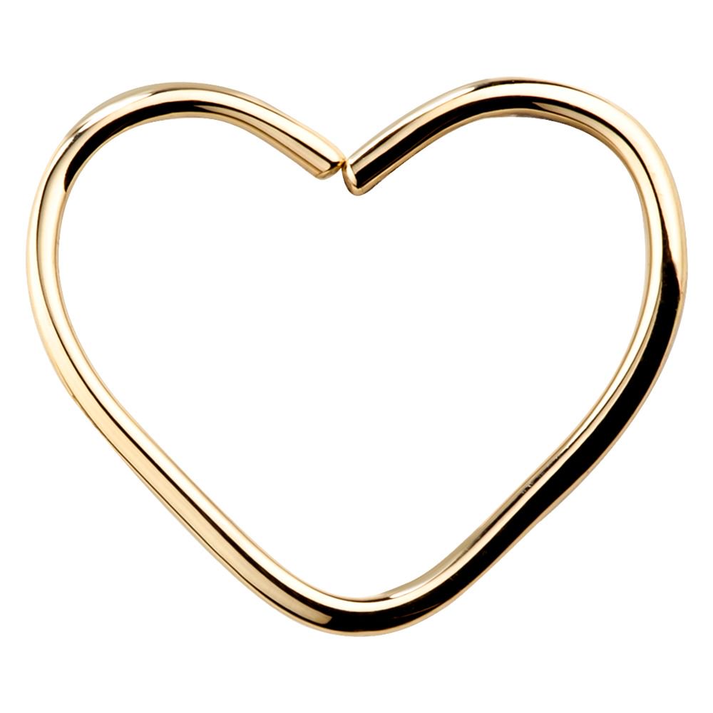 Heart 14K Gold Seamless Hoop Ring Daith or Rook Cartilage Earring-14K Yellow Gold   20G   5 16"
