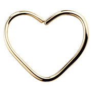14K yellow gold heart seamless hoop seam ring, front view on white background