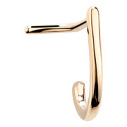 14K yellow gold faux hoop nose ring with L-shaped post, side view showing half-hoop shape