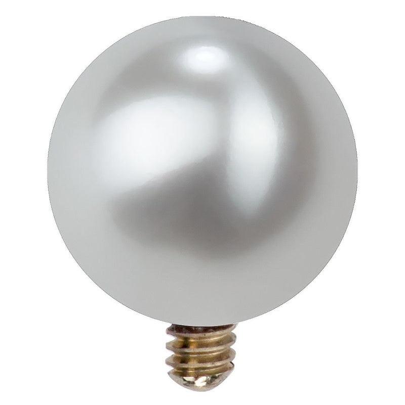 Close-up of single cultured pearl 14K gold replacement ball showing internal threaded gold post