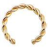 14K yellow gold twisted band ear cuff with intertwined wire design, front view