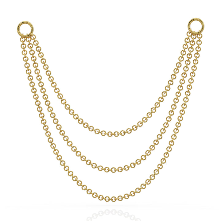 Three Link Chains Piercing Jewelry Add-on Accessory-Yellow Gold   65mm
