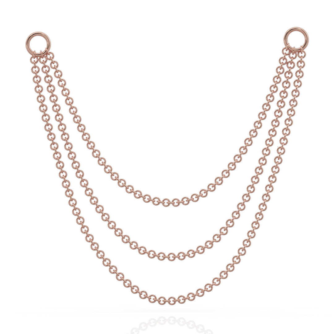 Three Link Chains Piercing Jewelry Add-on Accessory-Rose Gold   65mm