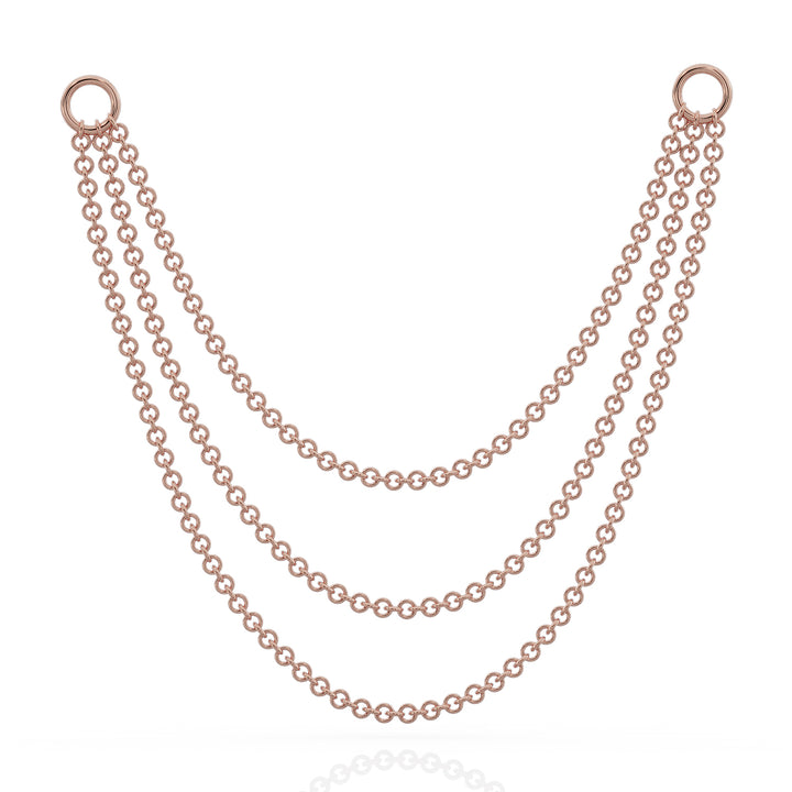 Three Link Chains Piercing Jewelry Add-on Accessory-Rose Gold   65mm