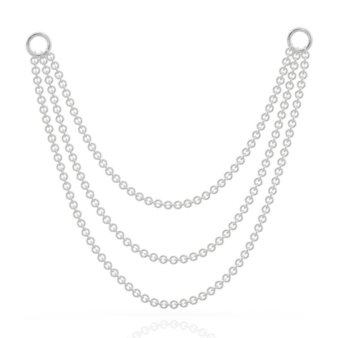 Three Link Chains Piercing Jewelry Add-on Accessory-White Gold   65mm