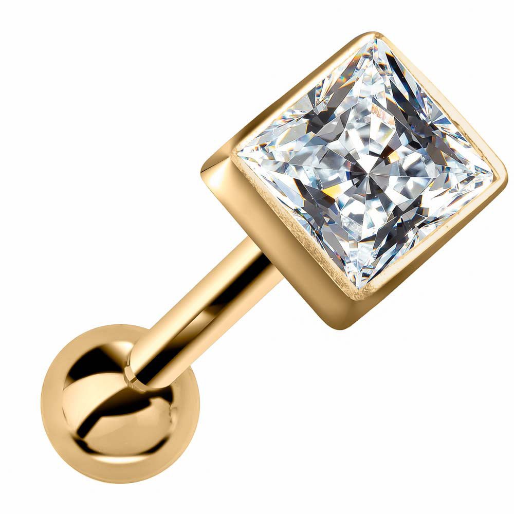 .25CT Diamond Princess Cut Bezel Set 14k Gold Cartilage Stud Earring-Yellow   VS1
