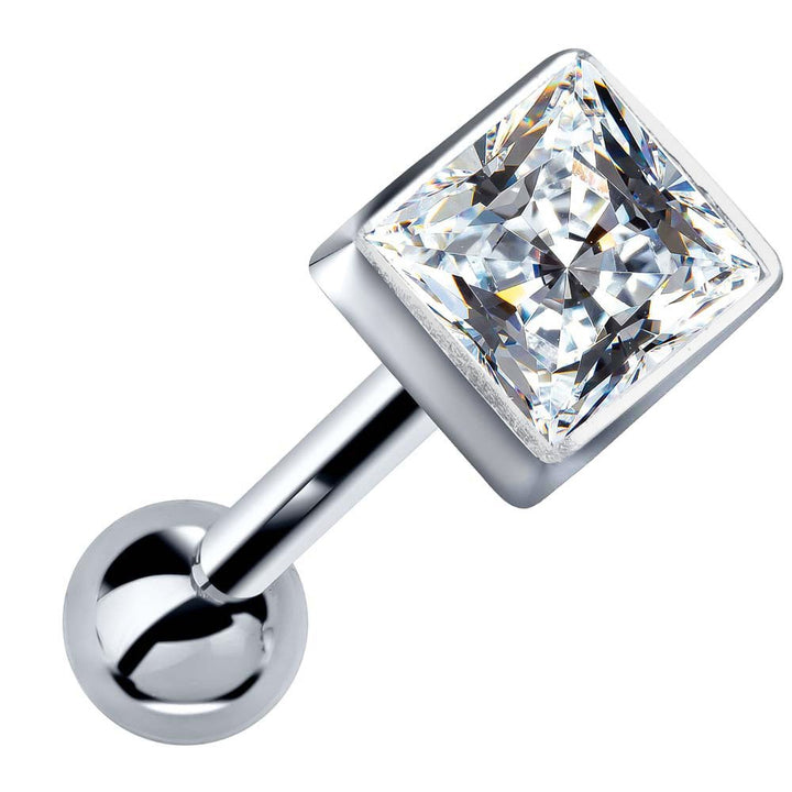 .25CT Diamond Princess Cut Bezel Set 14k Gold Cartilage Stud Earring-White   VS1